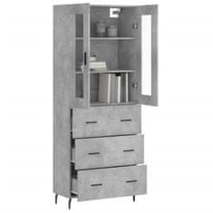 Greatstore Skříň highboard betonově šedá 69,5x34x180 cm kompozitní dřevo