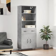 Greatstore Skříň highboard betonově šedá 69,5x34x180 cm kompozitní dřevo