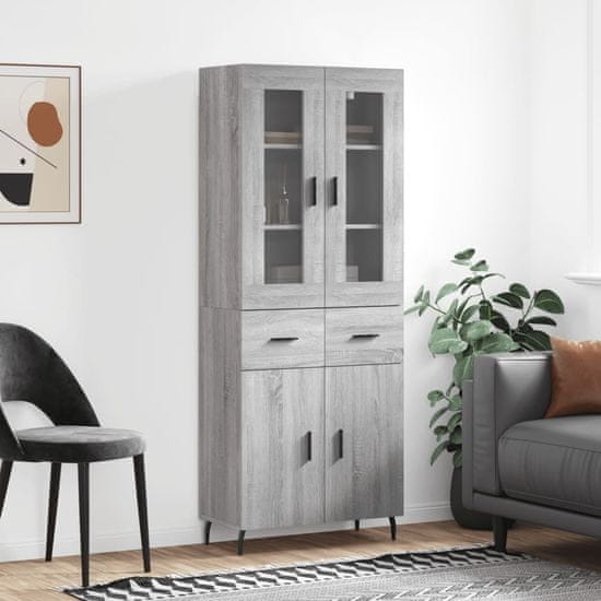 Greatstore Skříň highboard šedá sonoma 69,5 x 34 x 180 cm kompozitní dřevo