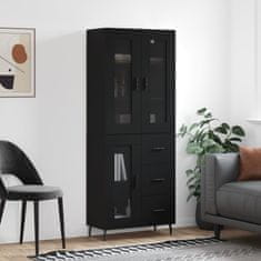 Greatstore Skříň highboard černá 69,5 x 34 x 180 cm kompozitní dřevo