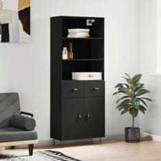 Greatstore Skříň highboard černá 69,5 x 34 x 180 cm kompozitní dřevo