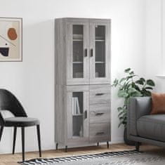 Greatstore Skříň highboard šedá sonoma 69,5 x 34 x 180 cm kompozitní dřevo