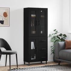 Greatstore Skříň highboard černá 69,5 x 34 x 180 cm kompozitní dřevo