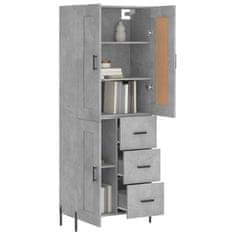 Greatstore Skříň highboard betonově šedá 69,5x34x180 cm kompozitní dřevo