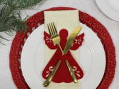 Kraftika 4ks červená anděl vánoční prostírání na příbor anděl