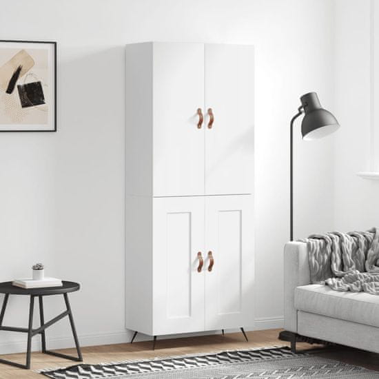 Greatstore Skříň highboard lesklá bílá 69,5 x 34 x 180 cm kompozitní dřevo