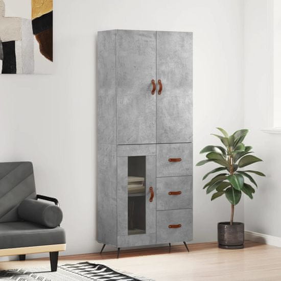 Greatstore Skříň highboard betonově šedá 69,5x34x180 cm kompozitní dřevo