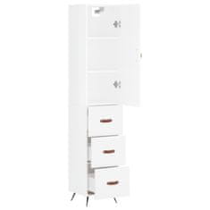 Greatstore Skříň highboard bílá s vysokým leskem 34,5x34x180 cm kompozit