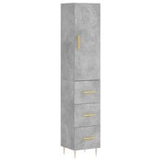 Greatstore Skříň highboard betonově šedá 34,5x34x180 cm kompozitní dřevo