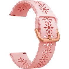 4wrist Silikonový řemínek s květinovým vzorem 20 mm - Pink