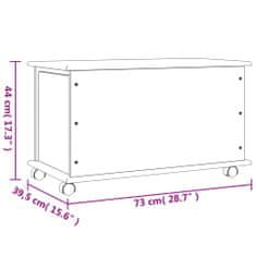 Vidaxl Úložný truhla na kolečkách ALTA 73x39,5x44 cm masivní borovice