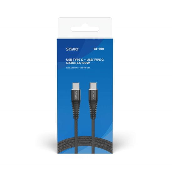 shumee SAVIO KABEL USB TYP C - USB TYP C 5A, 2M CL-160