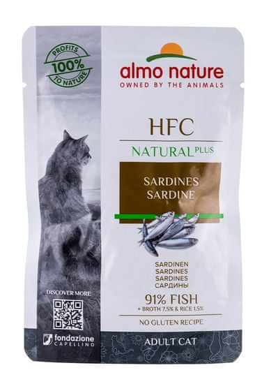 shumee Almo Nature HFC Natural Plus Sardines - mokré krmivo pro kočky - 55 g