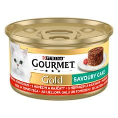 shumee Purina Gourmet Gold Savory Cake mokré krmivo pro kočky s hovězím masem a rajčaty 85g