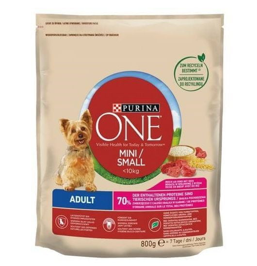 shumee Purina Karma One Mini Adult bohatý na hovězí maso s rýží 800g