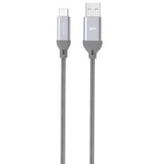 shumee Silikonový propojovací kabel Power Boost Nylon LK30AC, QC3.0 USB - USB typ C 1m, šedý