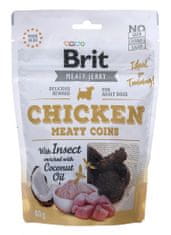 shumee Brit Jerky Chicken Meaty Coins s hmyzem - Kuře - pamlsek pro psy - 80g