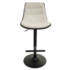 MCW Sada 2 barových stoliček L85, barová stolička otočná stolička, výškově nastavitelná s opěradlem imitace kůže ~ krémovo-béžová