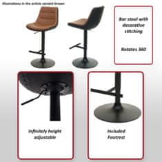 MCW Sada 2 barových stoliček L85, barová stolička otočná stolička, výškově nastavitelná s opěradlem imitace kůže ~ krémovo-béžová