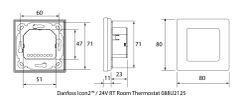 DANFOSS Icon2 088U2125, 24V Room Thermostat, In-wall 80x80