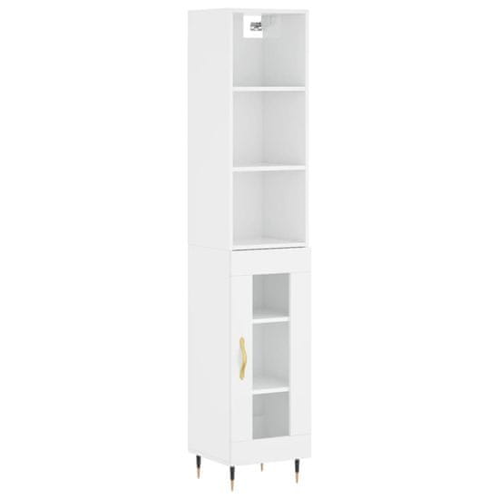 Vidaxl Skříň highboard bílá s vysokým leskem 34,5x34x180 cm kompozit