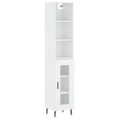 Vidaxl Skříň highboard bílá s vysokým leskem 34,5x34x180 cm kompozit