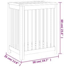 Vidaxl Koš na prádlo 50 x 35 x 60 cm masivní teakové dřevo