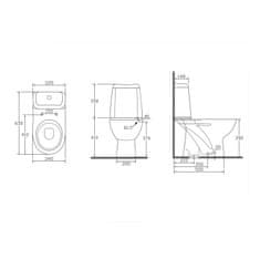 AQUALINE RIGA WC kombi, dvojtlačítko 3/6l, spodní odpad, bílá RG801 - Aqualine