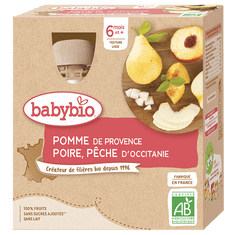 Babybio Kapsička jablko hruška broskev 4x 90 g