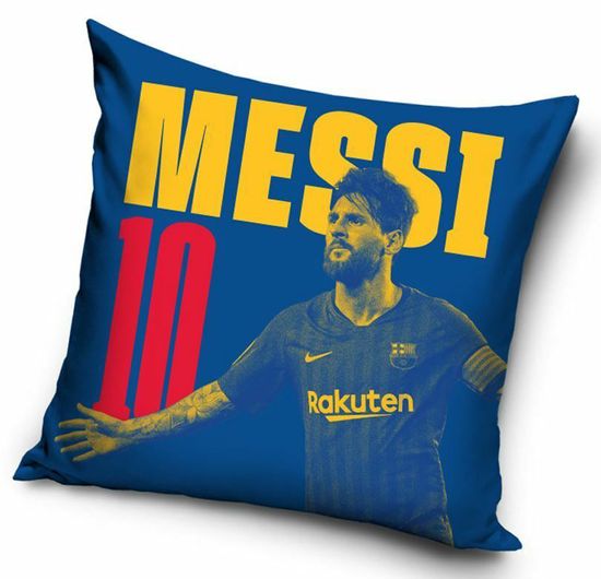 FotbalFans Polštářek FC Barcelona, Messi, modrý, 40x40