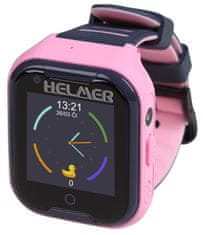 Helmer dětské hodinky LK 709 s GPS lokátorem/ dot. display/ 4G/ IP67/ nano SIM/ videohovor/ foto/ Android a iOS/ růžové