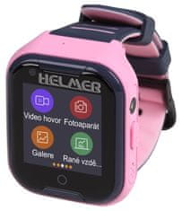 Helmer dětské hodinky LK 709 s GPS lokátorem/ dot. display/ 4G/ IP67/ nano SIM/ videohovor/ foto/ Android a iOS/ růžové