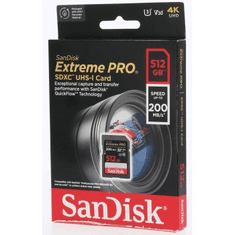 SanDisk Extreme PRO 512GB SDXC Memory Card 200MB/s and 140MB/s, UHS-I, Class 10, U3, V30