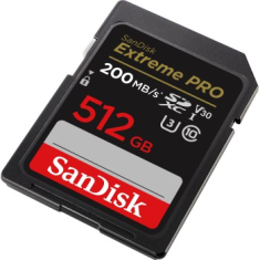 SanDisk Extreme PRO 512GB SDXC Memory Card 200MB/s and 140MB/s, UHS-I, Class 10, U3, V30