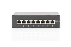 Digitus Desktop CAT 6 Patch Panel, stíněný Class E, 8-port RJ45, 8P8C, LSA, černý, 482x44x109