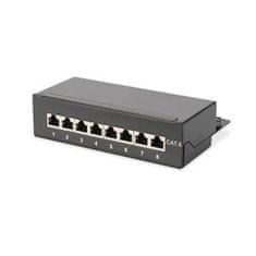 Digitus Desktop CAT 6 Patch Panel, stíněný Class E, 8-port RJ45, 8P8C, LSA, černý, 482x44x109