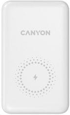 Canyon powerbanka PB-1001B PD&QC3.0,10 000mAh,Qi&AppleMagSafe,In 5/9V (Lightning/USB-C),Out 5/9/12V (USB-A+USB-C),bílá