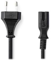 Nedis napájecí kabel pro adaptéry/ Euro zástrčka - konektor IEC-320-C7/ přímý-přímý/ dvoulinka/ černý/ bulk/ 1m