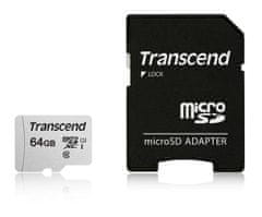 Transcend 64GB microSDXC 300S UHS-I U1 (Class 10) paměťová karta (s adaptérem)