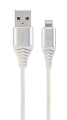 Gembird kábel nabíjací Lightning 8-pin (M) na USB 2.0 (M), prémiový, opletený, 2 m, biely