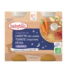 Babybio Večerní menu mrkev a rajčata s těstovinami 2x 200 g