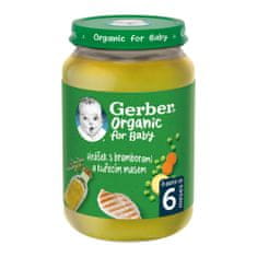 GERBER Organic dětský příkrm hrášek s bramborami a kuřecím masem 190 g