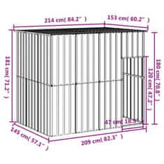 Petromila Psí bouda se střechou světle šedá 214 x 153 x 181 cm ocel