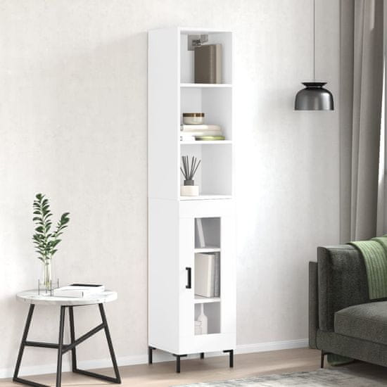 Greatstore Skříň highboard bílá s vysokým leskem 34,5x34x180 cm kompozit