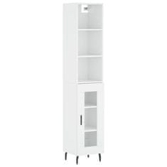 Greatstore Skříň highboard bílá s vysokým leskem 34,5x34x180 cm kompozit