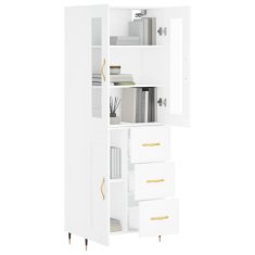 Greatstore Skříň highboard bílá 69,5 x 34 x 180 cm kompozitní dřevo