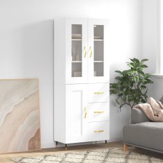 Greatstore Skříň highboard bílá 69,5 x 34 x 180 cm kompozitní dřevo