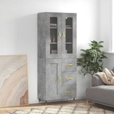 Greatstore Skříň highboard betonově šedá 69,5x34x180 cm kompozitní dřevo