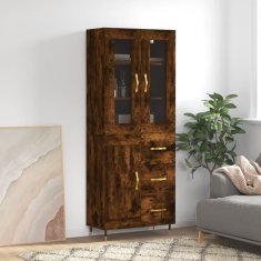 Greatstore Skříň highboard kouřový dub 69,5 x 34 x 180 cm kompozitní dřevo