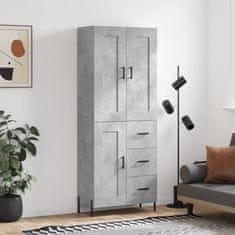 Greatstore Skříň highboard betonově šedá 69,5x34x180 cm kompozitní dřevo